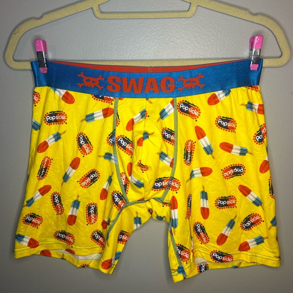 NWOT Adult Popsicle Pop Rocket Red White and Blue Unisex Stretch Boxer Briefs